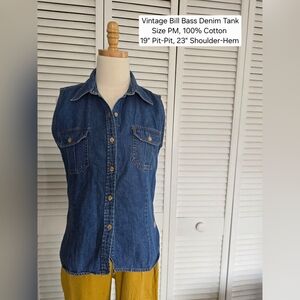 bill blass Blue Denim Sleeveless Top